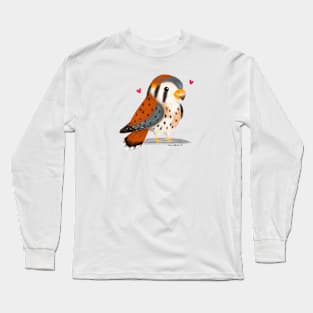 American Kestral Bird with hearts Long Sleeve T-Shirt